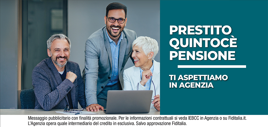 Agenzia Alfa Service s.r.l. Fiditalia | Roma, Guidonia Montecelio, ROMA | Cessione del Quinto Quintocè - Un consulente dedicato per i progetti di dipendenti e pensionati. Messaggio pubblicitario con finalità promozionale. Per le informazioni contrattuali si veda IEBCC in Agenzia o su Fiditalia. it. L’Agenzia opera quale intermediario del credito in esclusiva. Salvo approvazione Fiditalia.